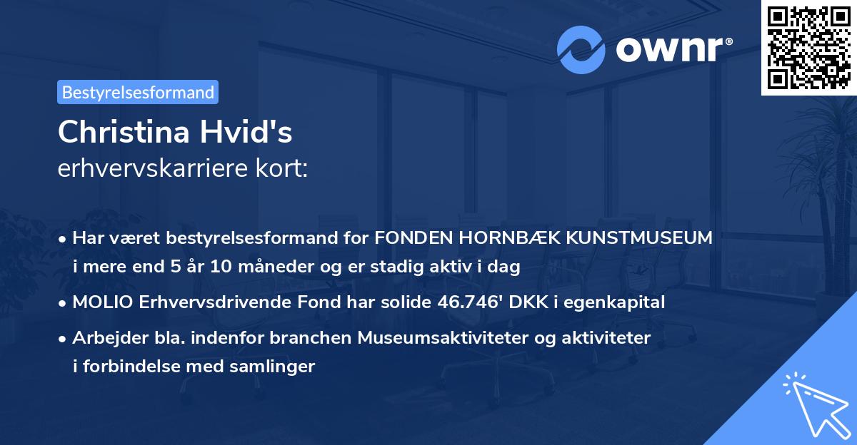 Christina Hvid's erhvervskarriere kort