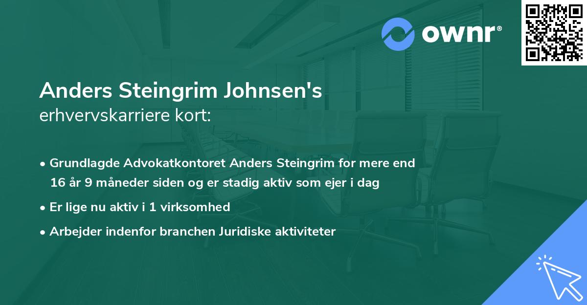 Anders Steingrim Johnsen's erhvervskarriere kort