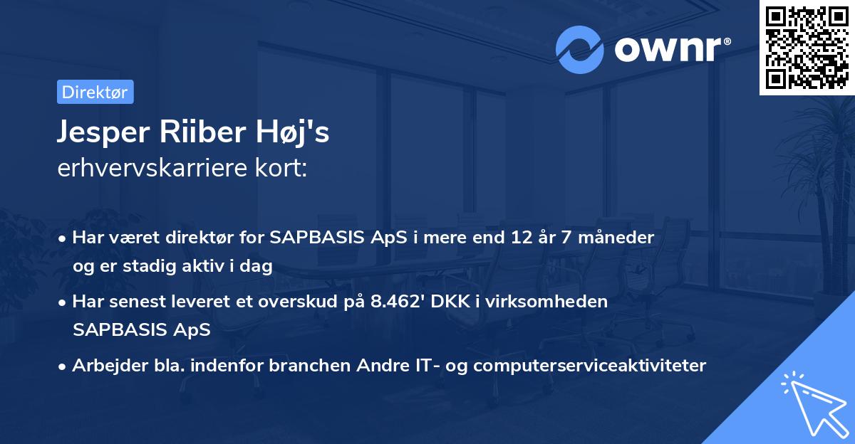 Jesper Riiber Høj's erhvervskarriere kort