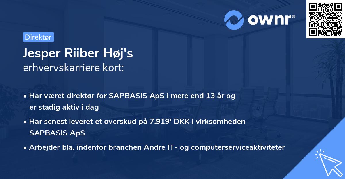 Jesper Riiber Høj's erhvervskarriere kort