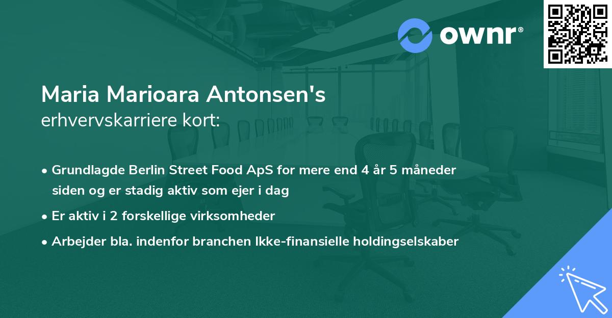 Maria Marioara Antonsen's erhvervskarriere kort