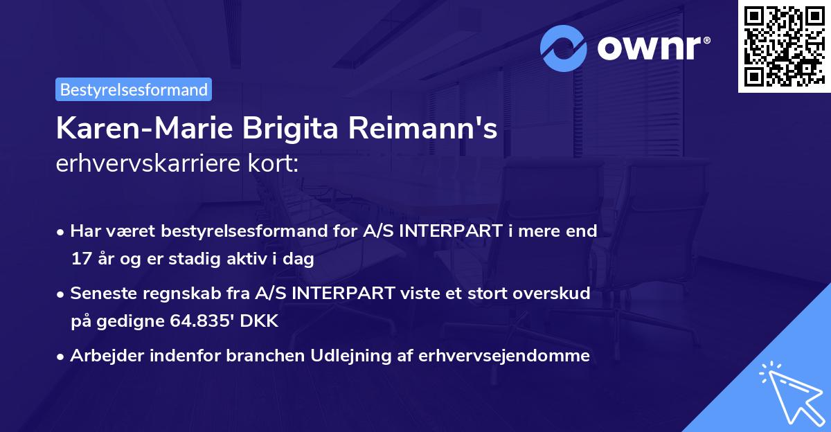 Karen-Marie Brigita Reimann's erhvervskarriere kort