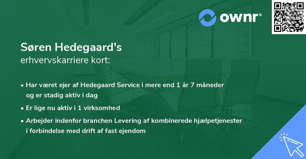 Søren Hedegaard's erhvervskarriere kort