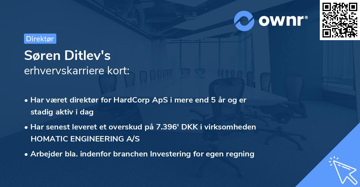 Søren Ditlev's erhvervskarriere kort