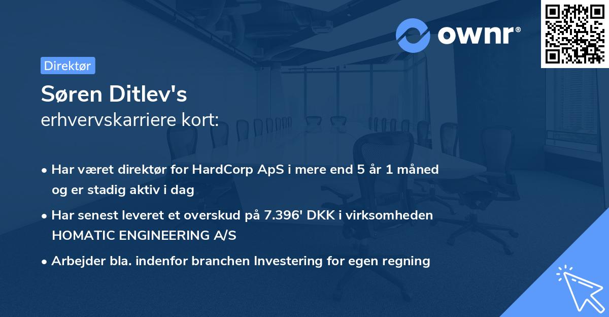 Søren Ditlev's erhvervskarriere kort