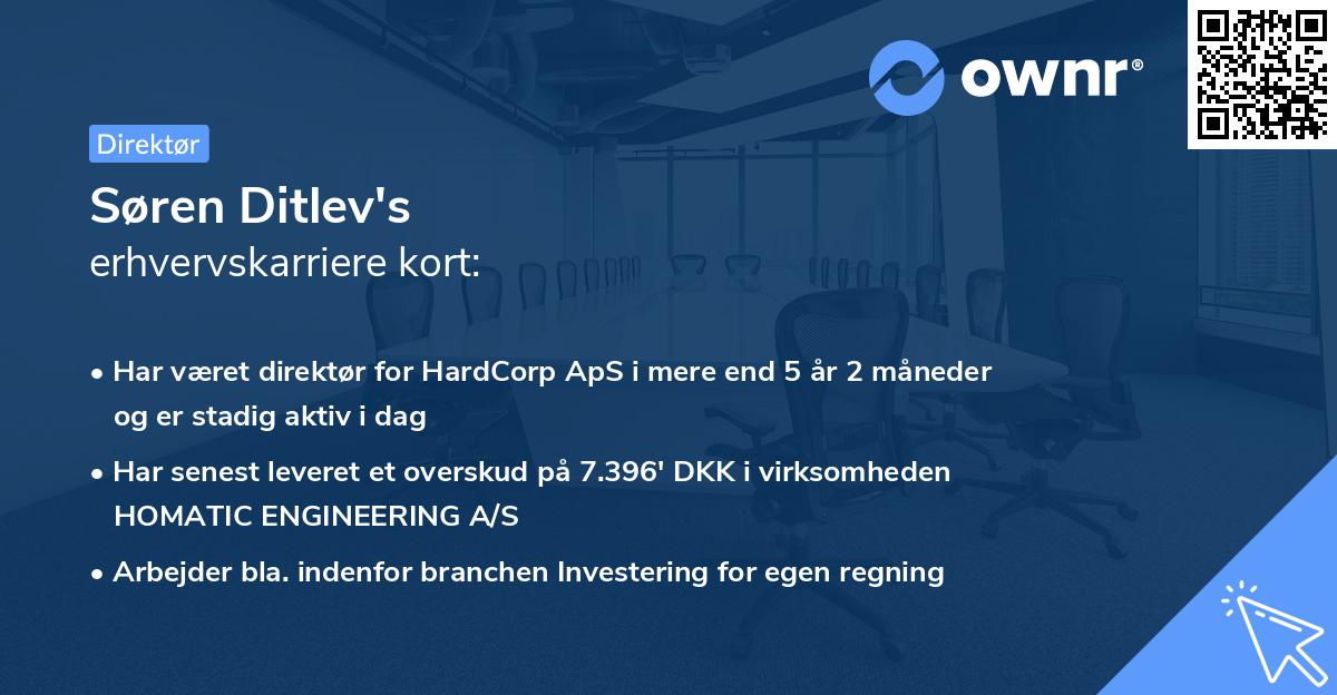 Søren Ditlev's erhvervskarriere kort
