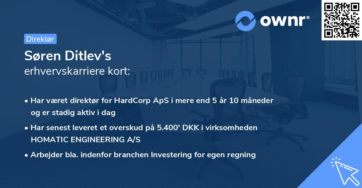 Søren Ditlev's erhvervskarriere kort