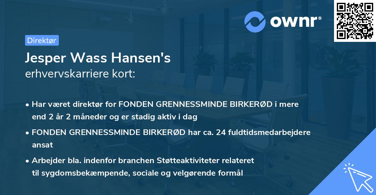 Jesper Wass Hansen's erhvervskarriere kort