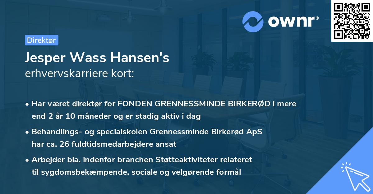 Jesper Wass Hansen's erhvervskarriere kort