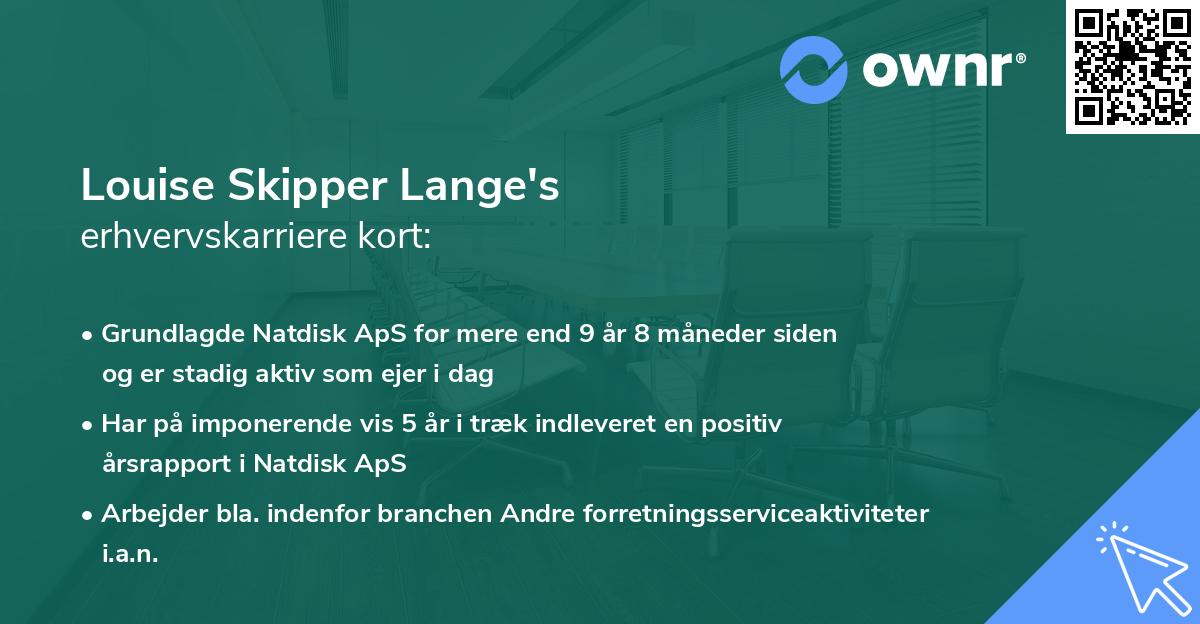 Louise Skipper Lange's erhvervskarriere kort