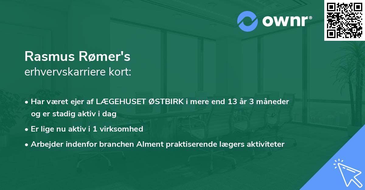 Rasmus Rømer's erhvervskarriere kort