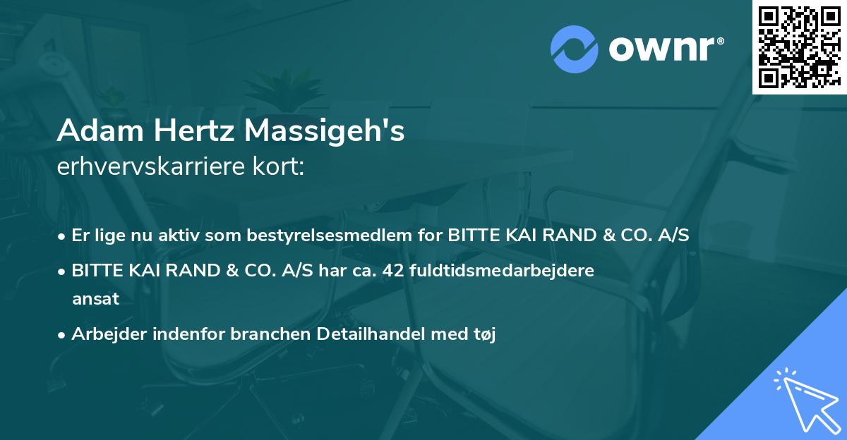 Adam Hertz Massigeh's erhvervskarriere kort