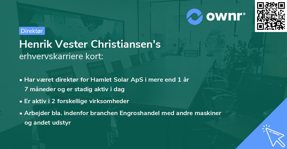 Henrik Vester Christiansen's erhvervskarriere kort