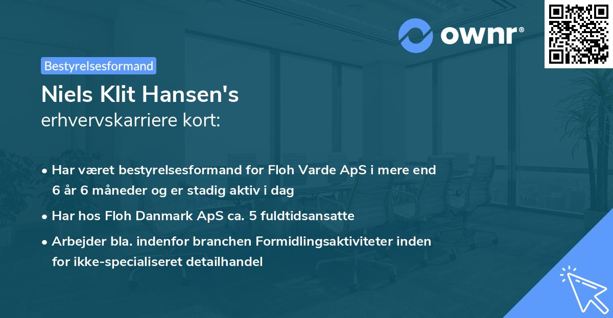 Niels Klit Hansen's erhvervskarriere kort