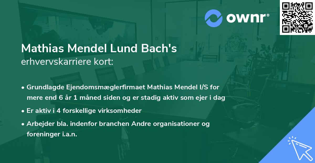 Mathias Mendel Lund Bach's erhvervskarriere kort