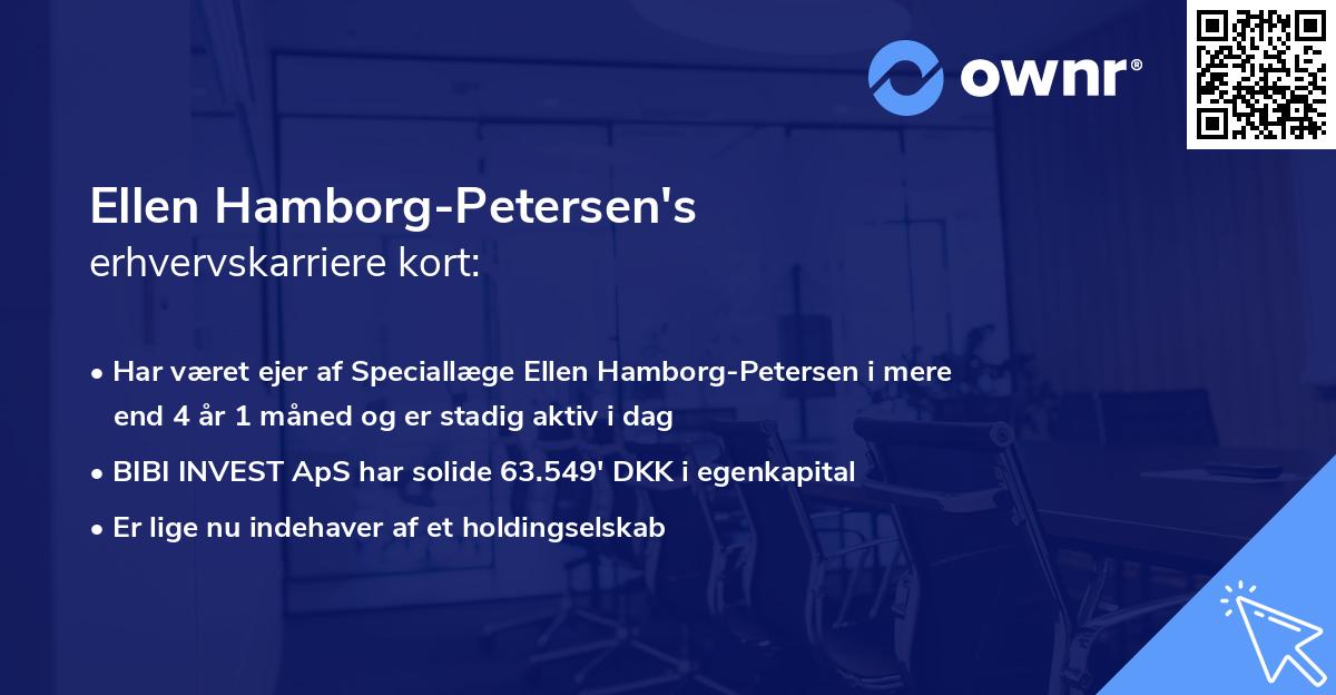 Ellen Hamborg-Petersen's erhvervskarriere kort