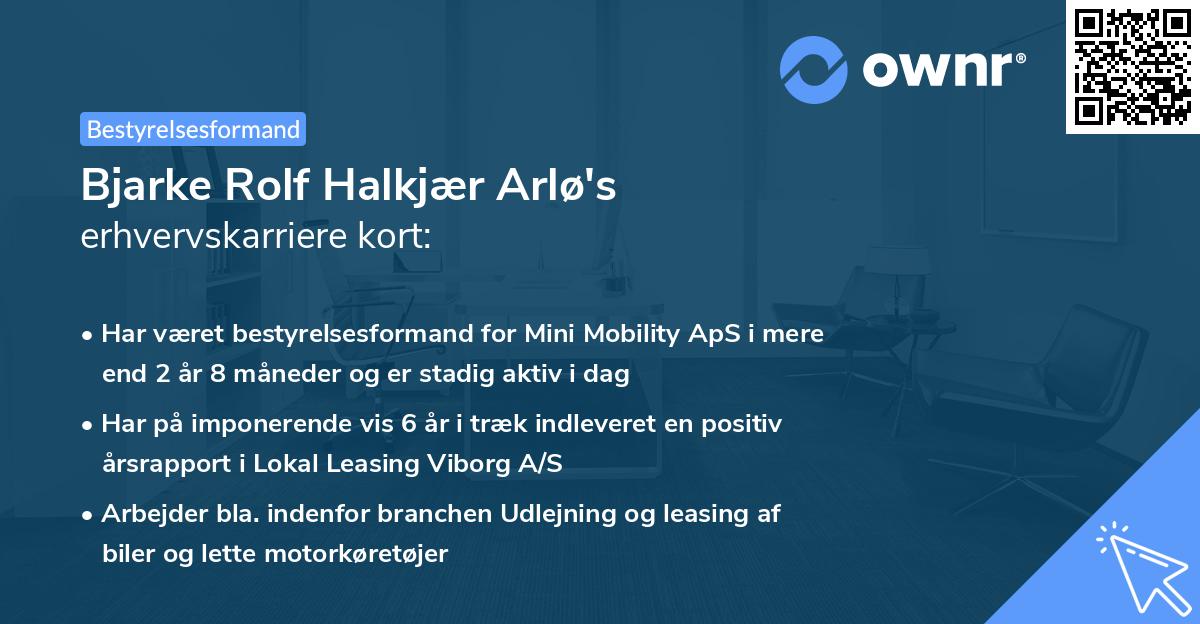 Bjarke Rolf Halkjær Arlø's erhvervskarriere kort