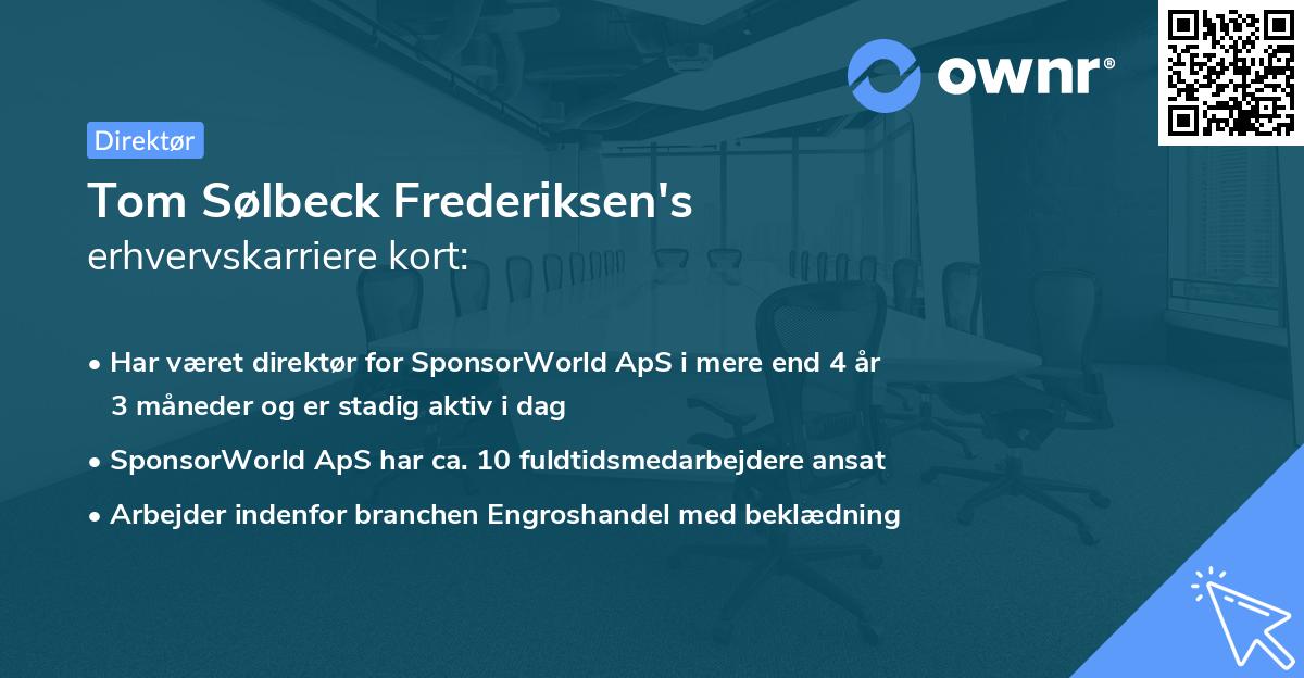Tom Sølbeck Frederiksen's erhvervskarriere kort