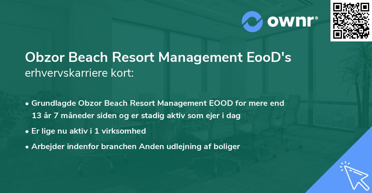 Obzor Beach Resort Management EooD's erhvervskarriere kort