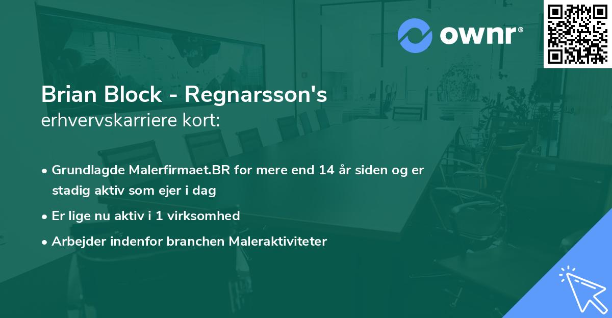 Brian Block - Regnarsson's erhvervskarriere kort