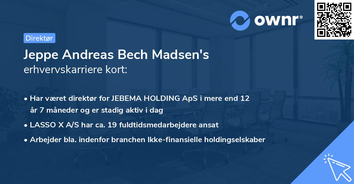 Jeppe Andreas Bech Madsen's erhvervskarriere kort