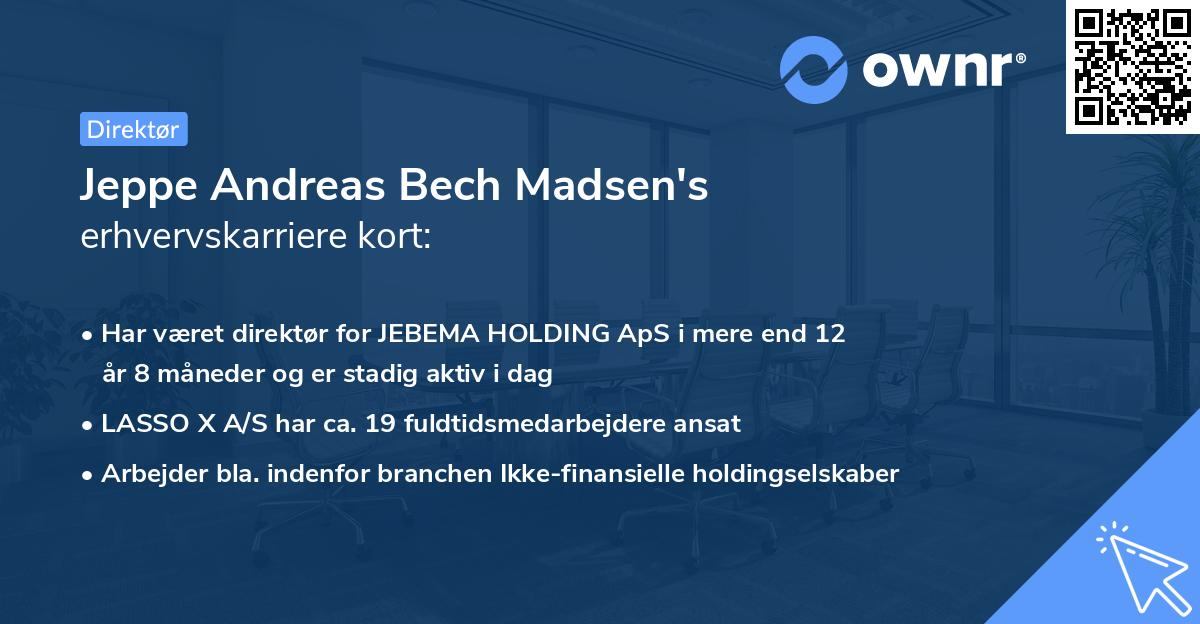 Jeppe Andreas Bech Madsen's erhvervskarriere kort