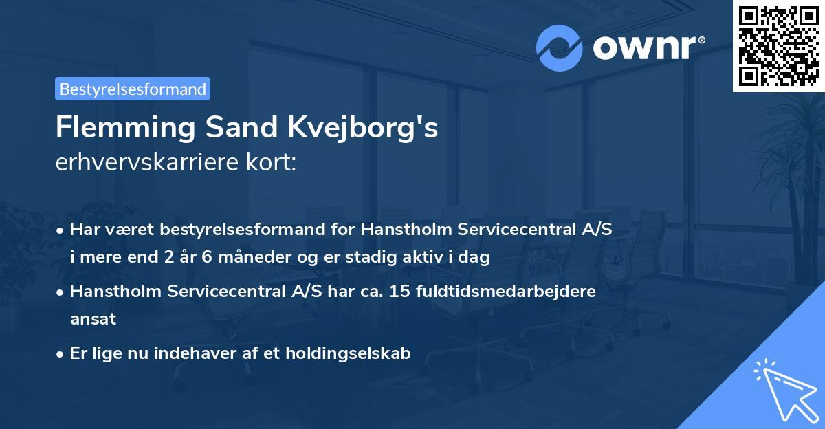 Flemming Sand Kvejborg's erhvervskarriere kort
