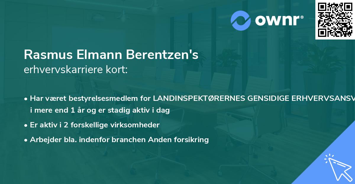 Rasmus Elmann Berentzen's erhvervskarriere kort