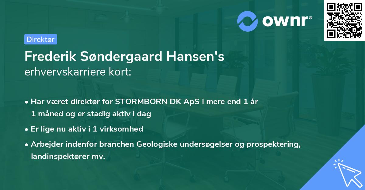 Frederik Søndergaard Hansen's erhvervskarriere kort
