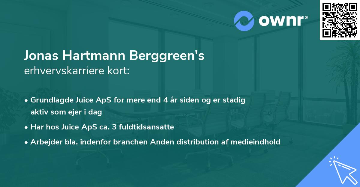 Jonas Hartmann Berggreen's erhvervskarriere kort