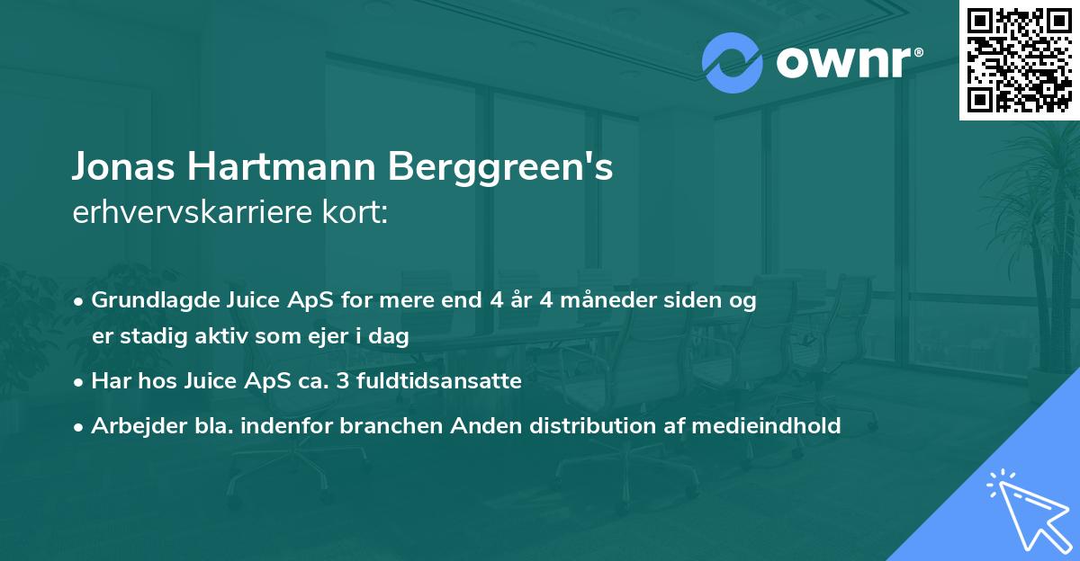 Jonas Hartmann Berggreen's erhvervskarriere kort