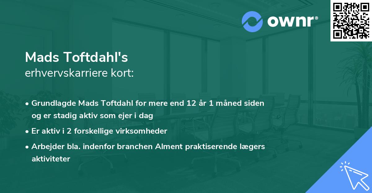 Mads Toftdahl's erhvervskarriere kort