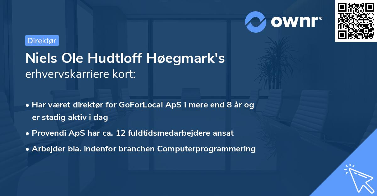Niels Ole Hudtloff Høegmark's erhvervskarriere kort
