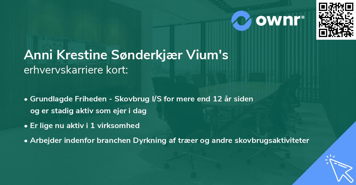 Anni Krestine Sønderkjær Vium's erhvervskarriere kort
