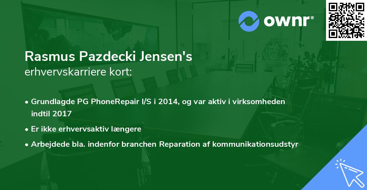 Rasmus Pazdecki Jensen's erhvervskarriere kort