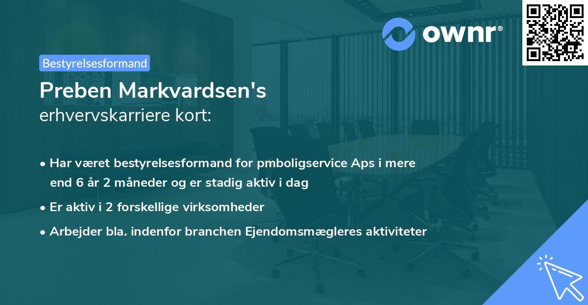 Preben Markvardsen's erhvervskarriere kort
