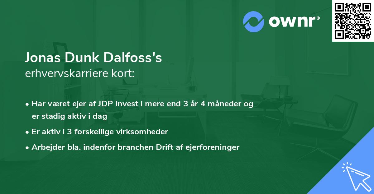 Jonas Dunk Dalfoss's erhvervskarriere kort