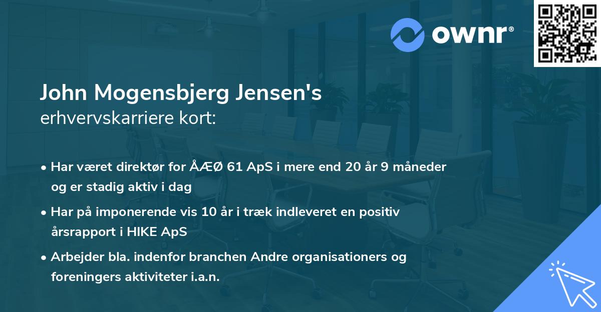 John Mogensbjerg Jensen's erhvervskarriere kort