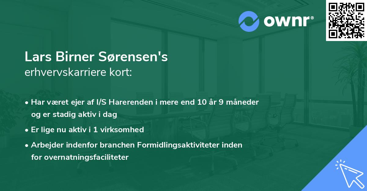 Lars Birner Sørensen's erhvervskarriere kort