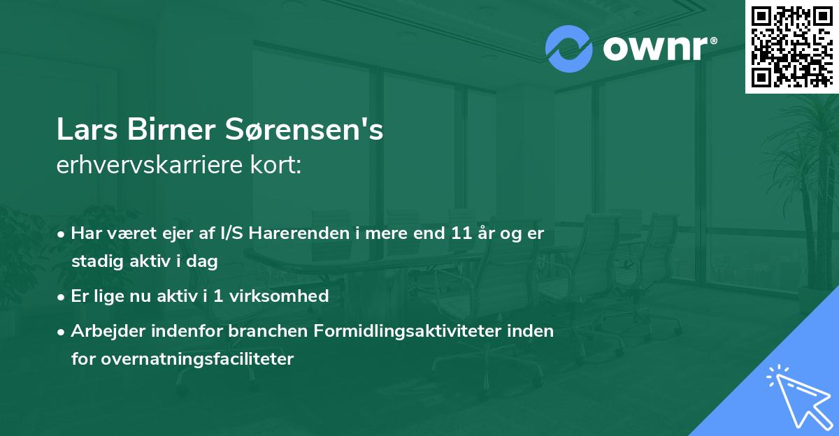Lars Birner Sørensen's erhvervskarriere kort