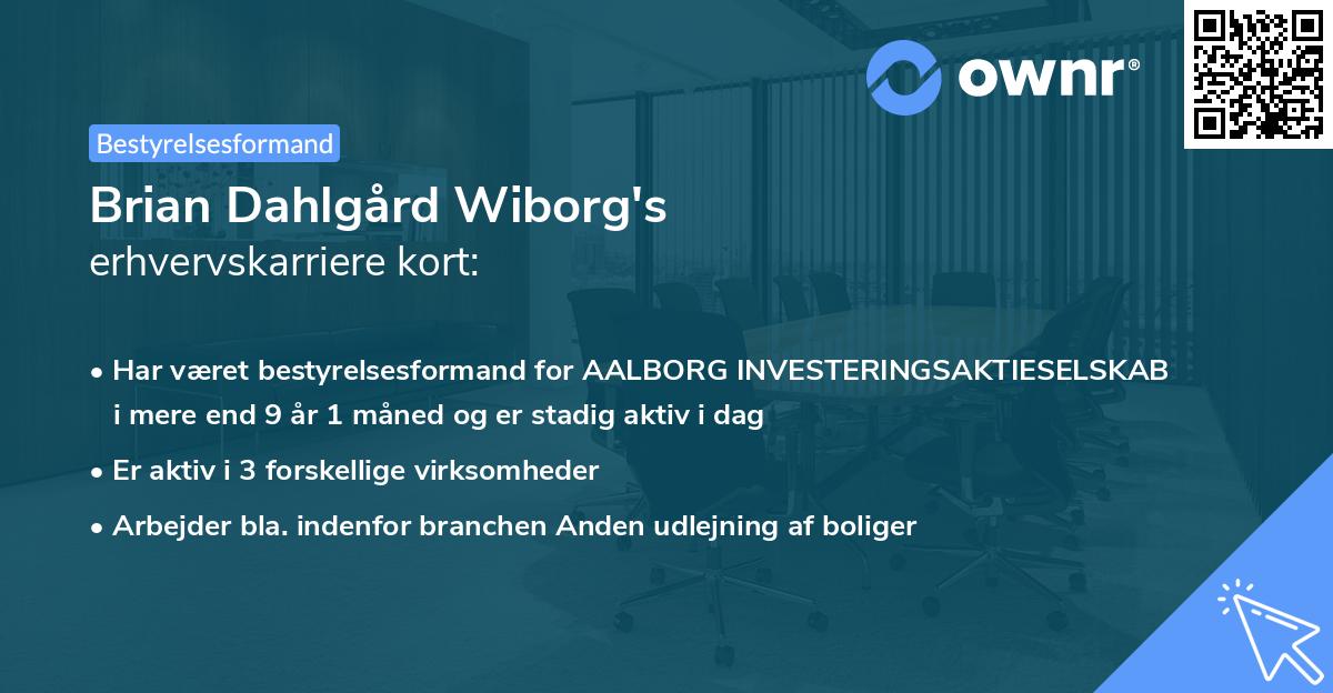 Brian Dahlgård Wiborg's erhvervskarriere kort