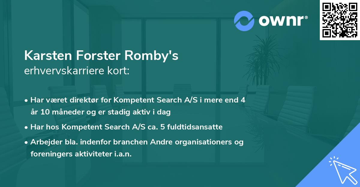 Karsten Forster Romby's erhvervskarriere kort