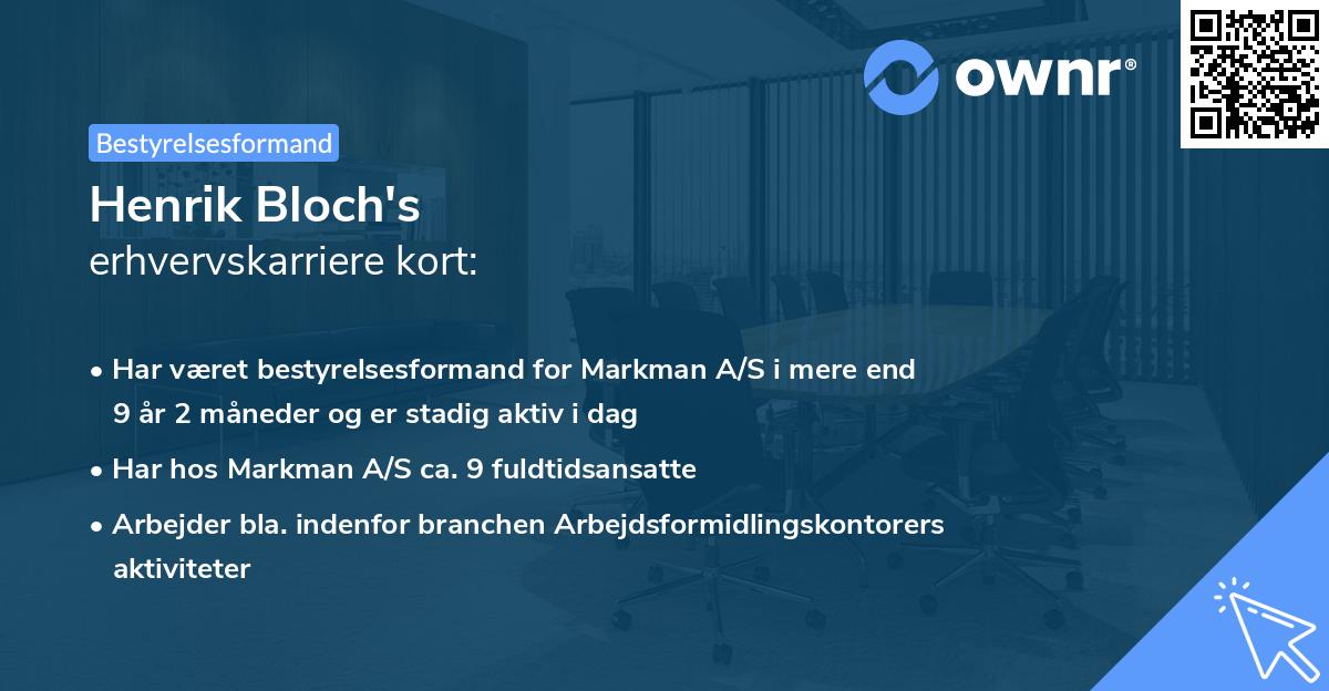 Henrik Bloch's erhvervskarriere kort