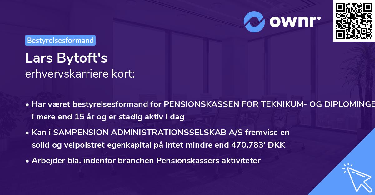 Lars Bytoft's erhvervskarriere kort