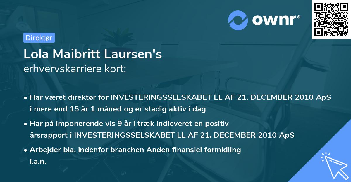 Lola Maibritt Laursen's erhvervskarriere kort
