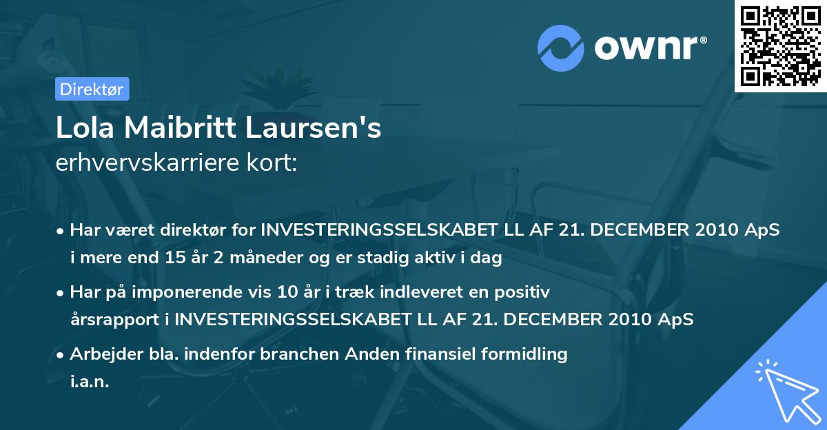 Lola Maibritt Laursen's erhvervskarriere kort