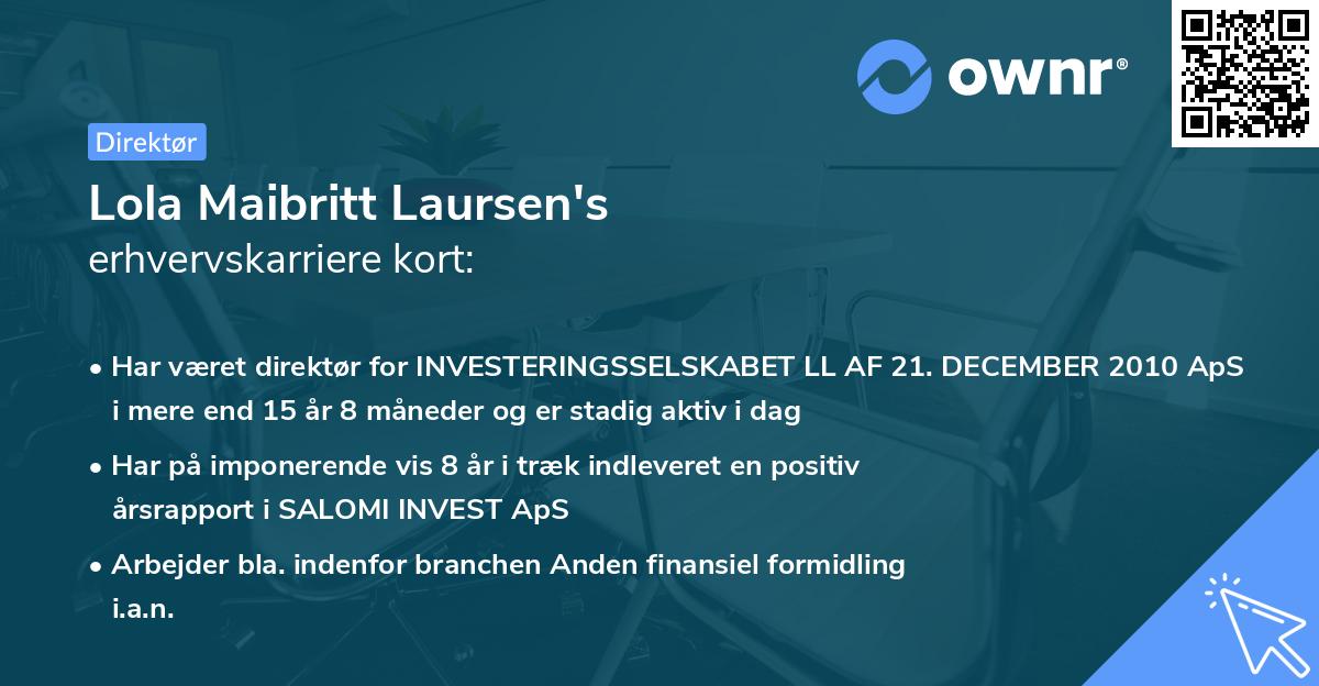 Lola Maibritt Laursen's erhvervskarriere kort