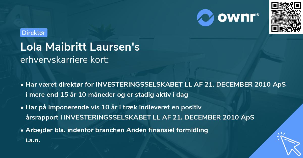 Lola Maibritt Laursen's erhvervskarriere kort