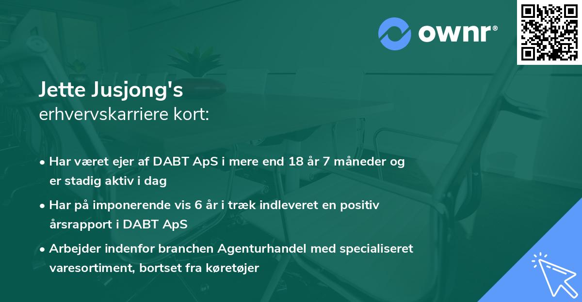 Jette Jusjong's erhvervskarriere kort