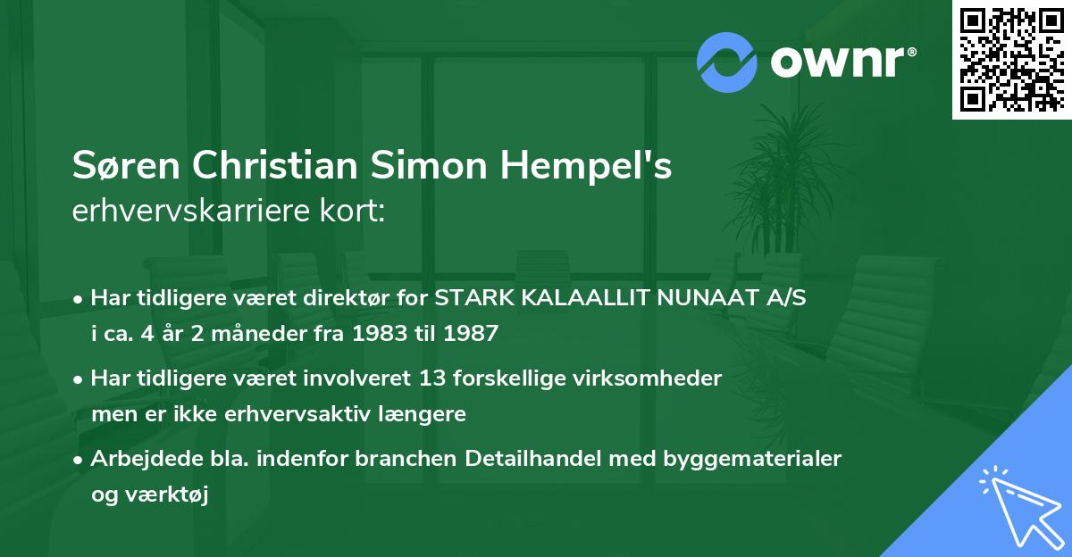 Søren Christian Simon Hempel's erhvervskarriere kort